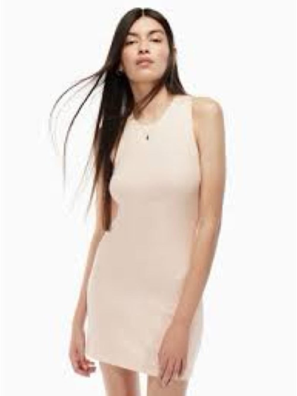 Sleeveless Crewneck Bodycon Dress in Nude